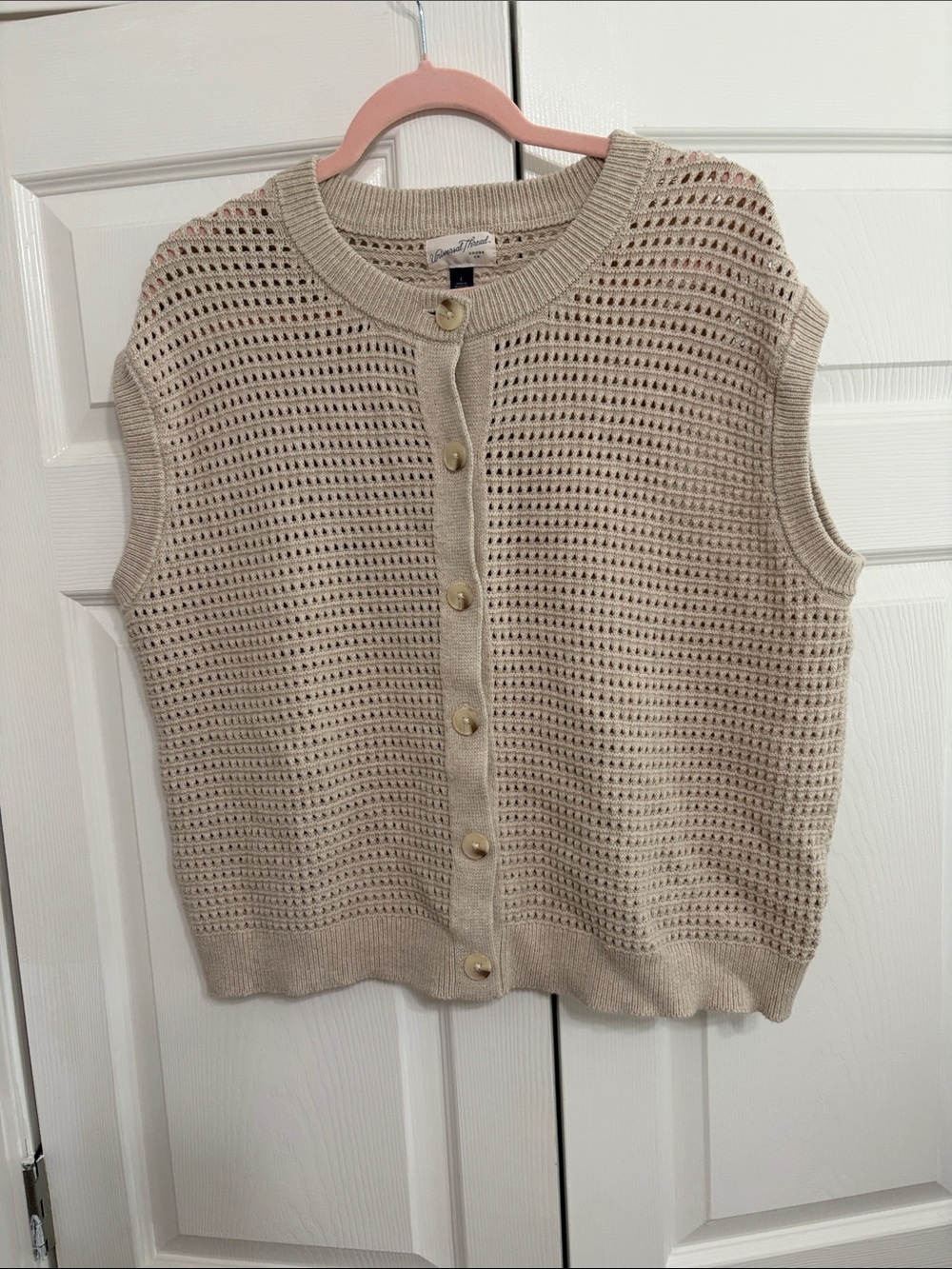 Universal Thread Beige Knit Button Front Sleeveless Cardigan